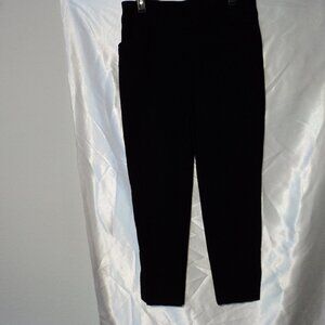 Women's Chico's 'Perfect Stretc' Pull On Black Textured Pant W/Faux Button Cuffs